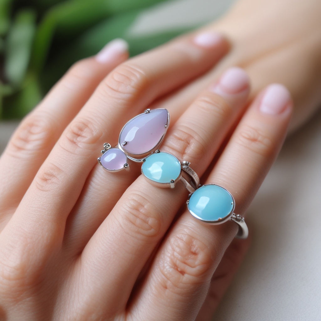 Pastel-colored glass ring number 8